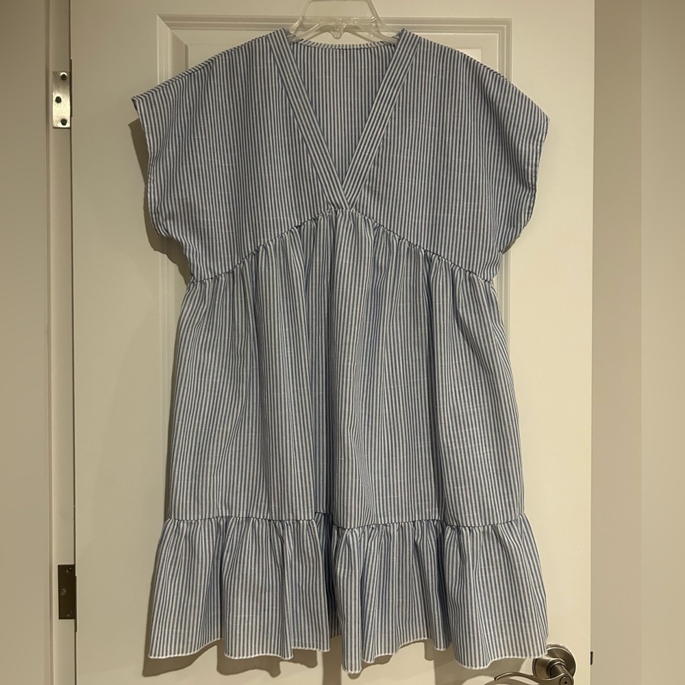 SHEIN Blue and White Striped Dress